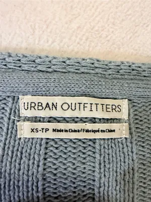 Urban Outfitters Pale Blue Ribbed V-Neck Cropped Sweater thumbnail 3