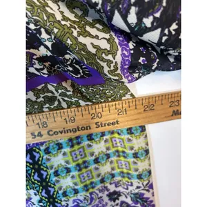 Women’s XL Purple Olive Patchwork Print Tunic Dress Ruffle Hem Tie Sleeves Boho thumbnail 4