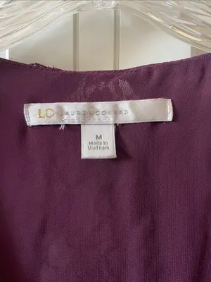 LC Lauren Conrad Women’s Burgundy V-Neck Layered Chiffon Business Casual Blouse thumbnail 2