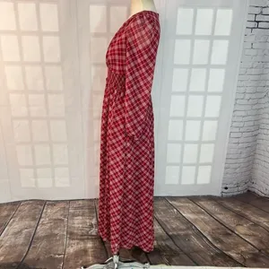 Gal meets glam Robyn maroon plaid long sleeve maxi dress size 0 thumbnail 9