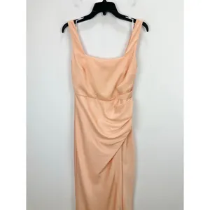 NEW Lulus Red Carpet Romance Peach Satin Square Neck Maxi Dress Formal Medium thumbnail 6
