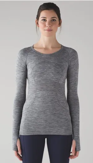 Lululemon Swiftly Tech Long Sleeve Crew Top Slate Grey White Running Women's 6 thumbnail 1