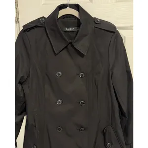 Lauren Ralph Lauren Black Label Trench Coat Black Small Lined NO BELT Preppy thumbnail 8
