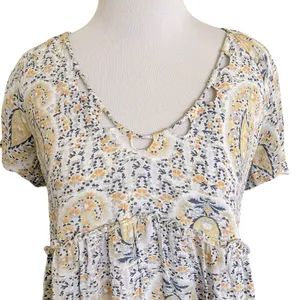 Lucky Brand Pastel Paisley Floral Print Peplum Top M thumbnail 3