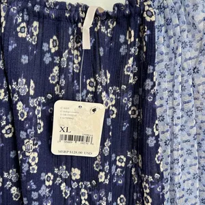 Free People Because I Love You Floral High-Low Top in Blue Floral Print thumbnail 6