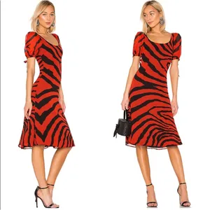 LPA Magda Midi Dress in Zebra black red Animal print‎ Sz S revolve thumbnail 2
