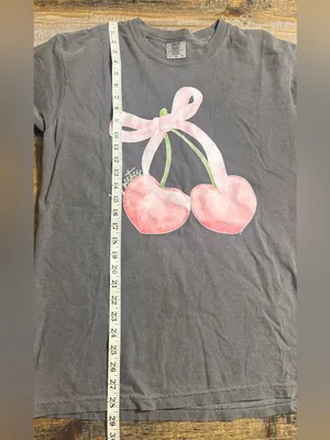 Comfort Colors Pepper Tee with Pink Cherry Bow Graphic thumbnail 6