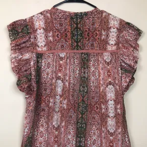 Good Hart Matilda Jane Women’s Boho Pattern Print Metallic Flutter Sleeve Blouse thumbnail 6
