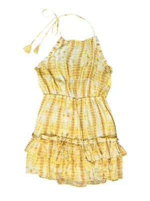 Revolve Majorelle Women’s Baker Yellow Tie Dye Halter Neck Tassel Tie Mini Dress thumbnail 12