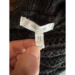 Maurices Women Dark Gray Pullover Sweater Open Knit Plus Size 1X Cotton/Acrylic thumbnail 4