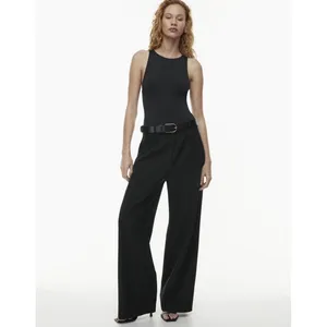 Aritzia‎ Babaton Women's Small Bodysuit Black Stretch Comfort Thong Halter Side thumbnail 3
