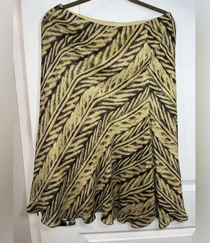 Vintage Lauren Ralph Lauren Khaki Black Batik Tropical Palm Leaf Print Skirt thumbnail 2