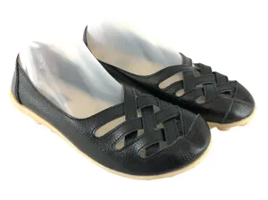 Goertek Womens Ballet Flats Loafers Faux Leather Woven Slip On Black 39 US 7 thumbnail 1