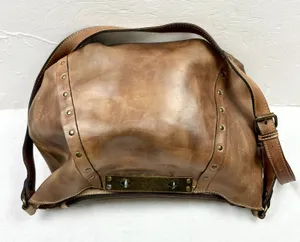 Patricia Nash Leather Hobo Bag Brass Turn Lock Studded Distressed Leather thumbnail 1