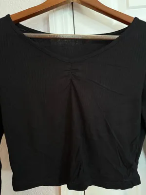 Black Long Sleeve Fitted Crop Top Shein thumbnail 2