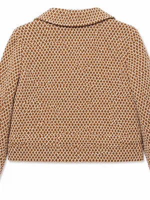 Maeve Anthropologie Blazer Womens Small Brown Geometric Knit Cropped thumbnail 4
