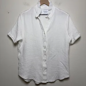 The Shirt Rochelle Behrens Women Cotton Gauze Button Down Medium White Luxury‎ thumbnail 1