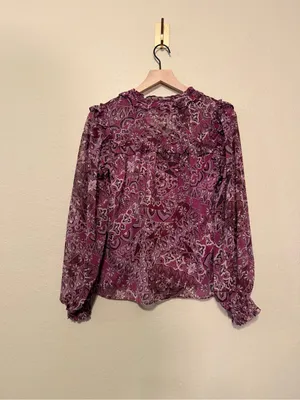 Avara Long Sleeve Purple Metallic Blouse Size Small thumbnail 5