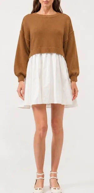 Jacquie the label sweater dress tan and white size M thumbnail 1