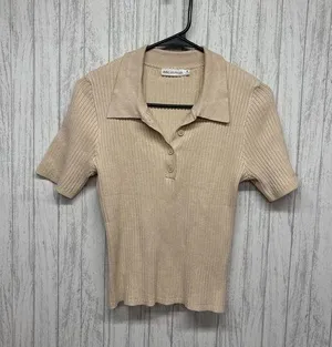 Womens Size M Avec Les Filles Knit Polo Top EUC thumbnail 1