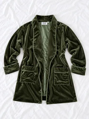 KOC Collection Olive Green Velvet Blazer – Size S thumbnail 1