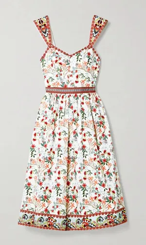 Alice + Olivia Portia Sweetheart Neck Floral Stretch Cotton Midi Dress thumbnail 1