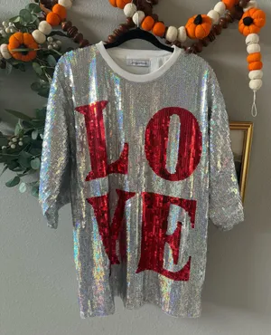 Sequin Hearts Fancy Dream Sequin LOVE dress thumbnail 1