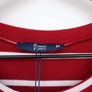 Simier Fariry Red White Striped Short Sleeve Midi Dress Pockets Medium NEW thumbnail 2