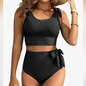 Yonique High Waisted Tummy Control Bikini Modest Bathing Suit 2PC swimsuit thumbnail 1