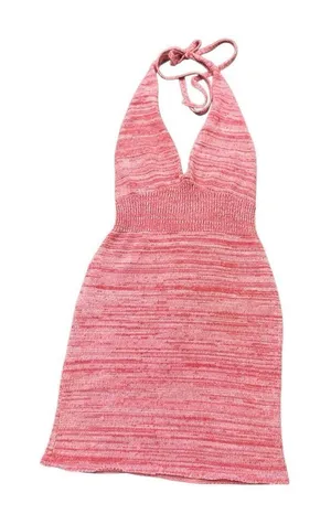 $320 Asta Resort Fifi Mini Dress pink knit S thumbnail 1