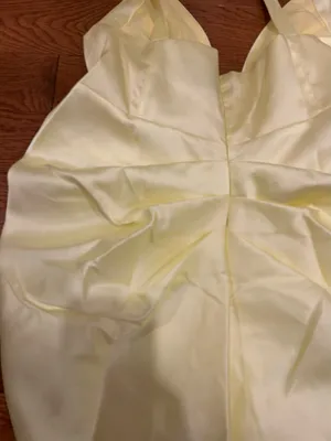 Asos Luxe viral Structured yellow Drape Satin Plunge Mini Dress size US 8 /UK 12 thumbnail 15