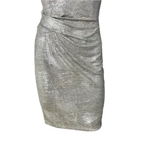 Vince Camuto Women's Silver Metallic Ruched Mini Dress 6 Sheath Cowl Neck thumbnail 14
