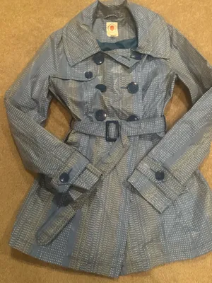 NWT Tulle for Anthropologie Light Blue Double-Breasted Trench Rain coat w/ Belt thumbnail 7