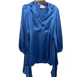 Hello Molly Love New Love Blue Satin Long Sleeve Tie‎ Front Mini Dress XS US 2 thumbnail 9