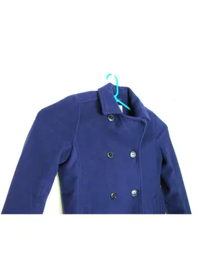 L.L. LL Bean Periwinkle Fleece Double Breasted Pea Coat Women Medium Winter Coat thumbnail 3