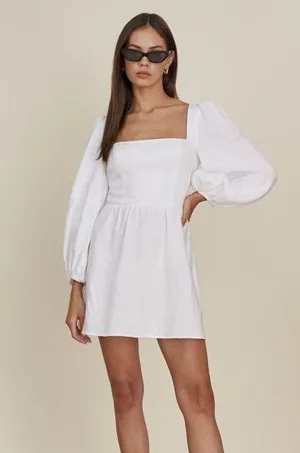 1HR SALE ⚡Reformation Brodie Linen Dress (White) thumbnail 1