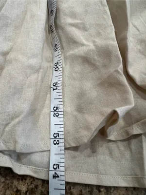 Commense Cut-Out Linen Blend Halter Maxi Dress Khaki Beige Small NWT thumbnail 16