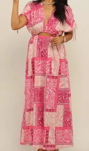Zara Pink Paisley Patchwork Maxi Dress thumbnail 1
