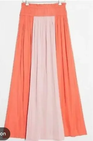 Anthropologie Current Air colorblock smocked waist high rise maxi skirt sml thumbnail 1