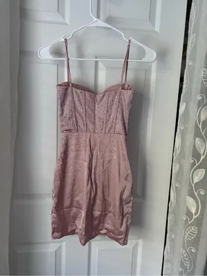 Oh Polly Moonstruck satin mini dress corset-style bodice rhinestone women size 0 thumbnail 6
