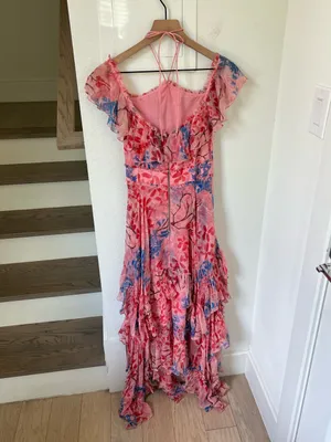 Alice + Olivia Galina Handkerchief Maxi Dress in Pink thumbnail 4