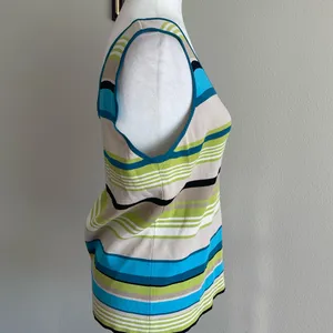 Valerie Stevens Striped V-Neck Sleeveless Top Size XL thumbnail 3
