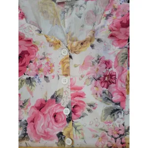 Vintage STARINA Floral Cottage Core Dress SZ M Pink Rose Button Front & Pockets thumbnail 12