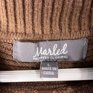 Marled Chocolate Knit Pullover Brown Size L thumbnail 2