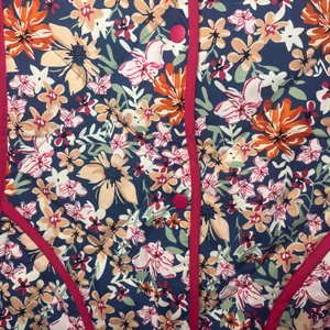 NWT Dokotoo Floral Quilted Puffer Vest Navy Burgundy Trim Snap Front‎ Sz XL thumbnail 5