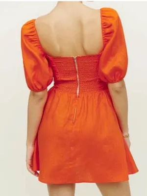 Reformation Zula Linen Mini Dress in Orange 12 thumbnail 3