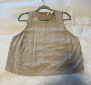 Tan linen tank top Abercrombie thumbnail 1