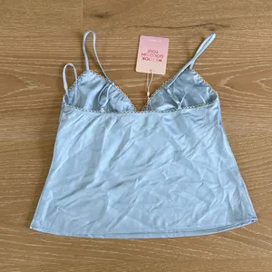 Hello Molly Kiss at Twilight Satin Pajama Top Size XS in Blue thumbnail 3