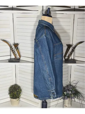 Paco vintage 90s Y2K blue denim jacket shacket grunge rocker biker streetwear M thumbnail 3