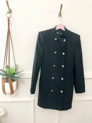 Mango Zara Black Military Inspired Jacket Size XS (No Belt) Dark Feminine Old Money thumbnail 2